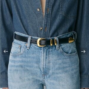 Legendary Solid Brass Leather Belt by Aritzia black/gold